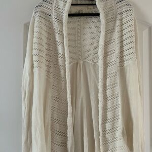 Angel Of The North Cream/white  Cardigan Sweater Sz M linen/cotton blend